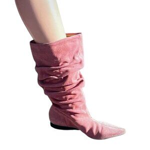 Parade Pink Suede Pointy Leather Boots 7B